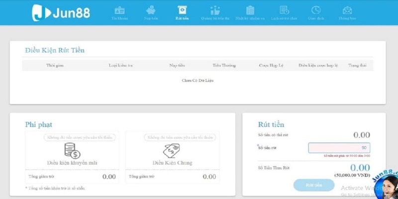 Những thông tin cần biết khi rút tiền tại Jun88